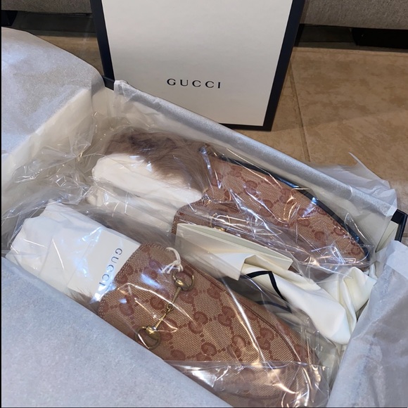 Authentic Gucci Monogram Princetown Fur Loafers Size 9.5 - Picture 2 of 15